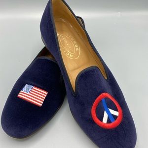 Stubbs and Wooten dark blue velvet slipper